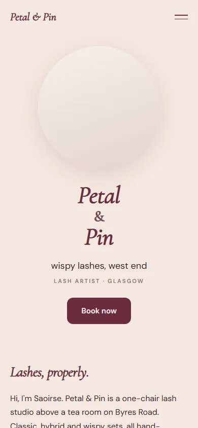 Petal & Pin sample website